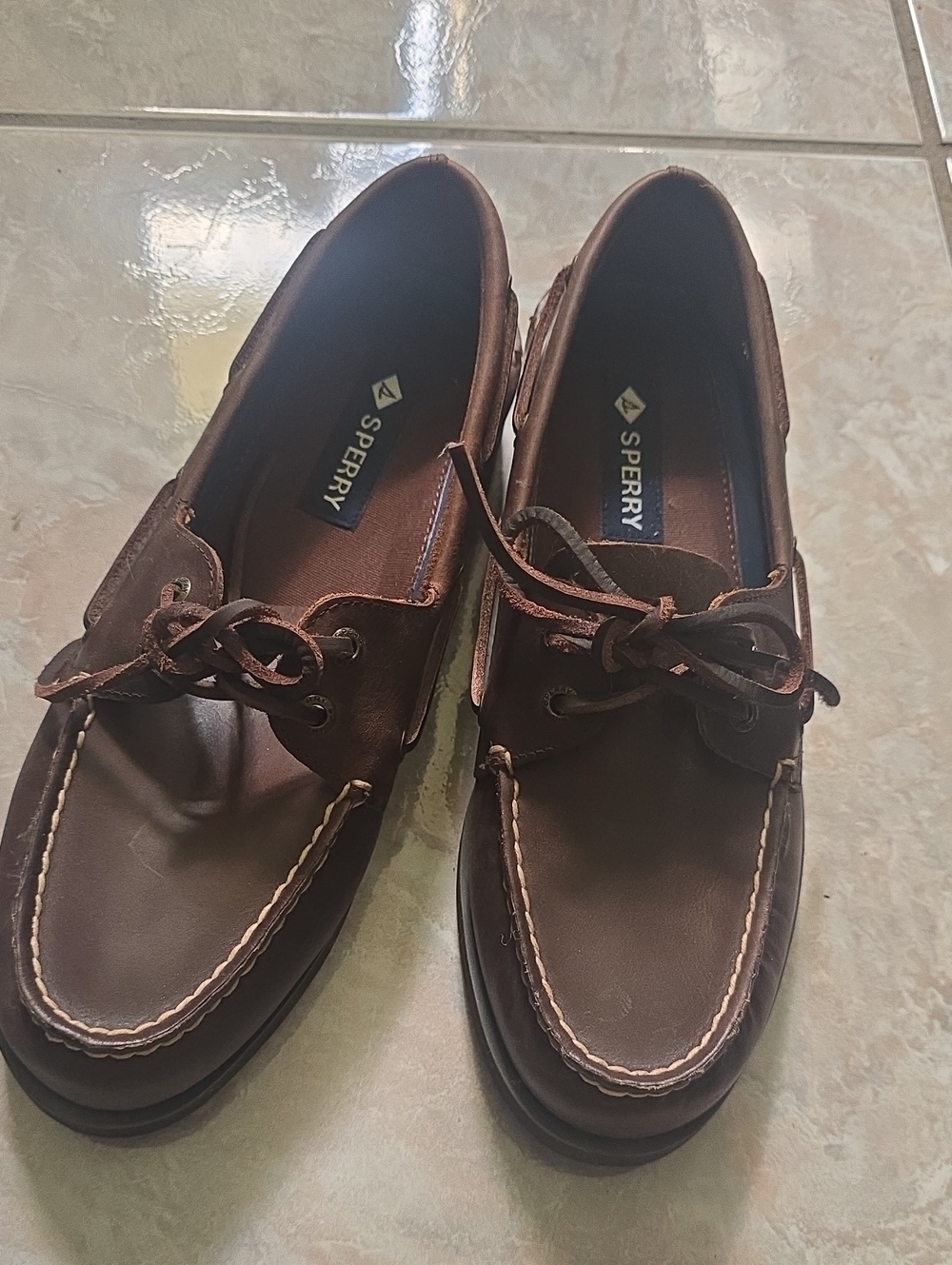 Sperry Brown Leather Moc Toe Boat Shoes